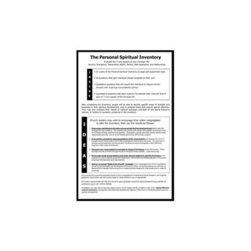 Spiritual Inventory Graphics Personal Spiritual Inventory (20 copies) – Barna Resources
